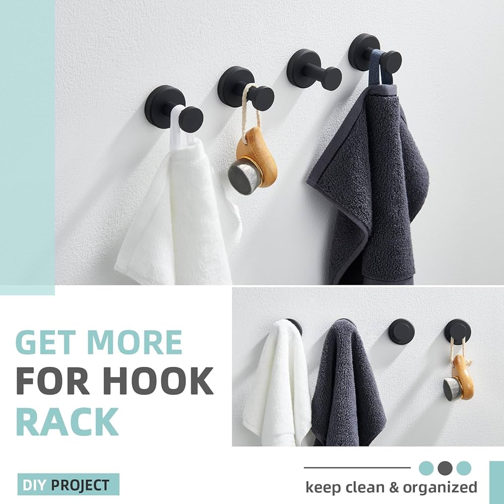 Amazon | Angle Simple マットブラック タオルフック 2個